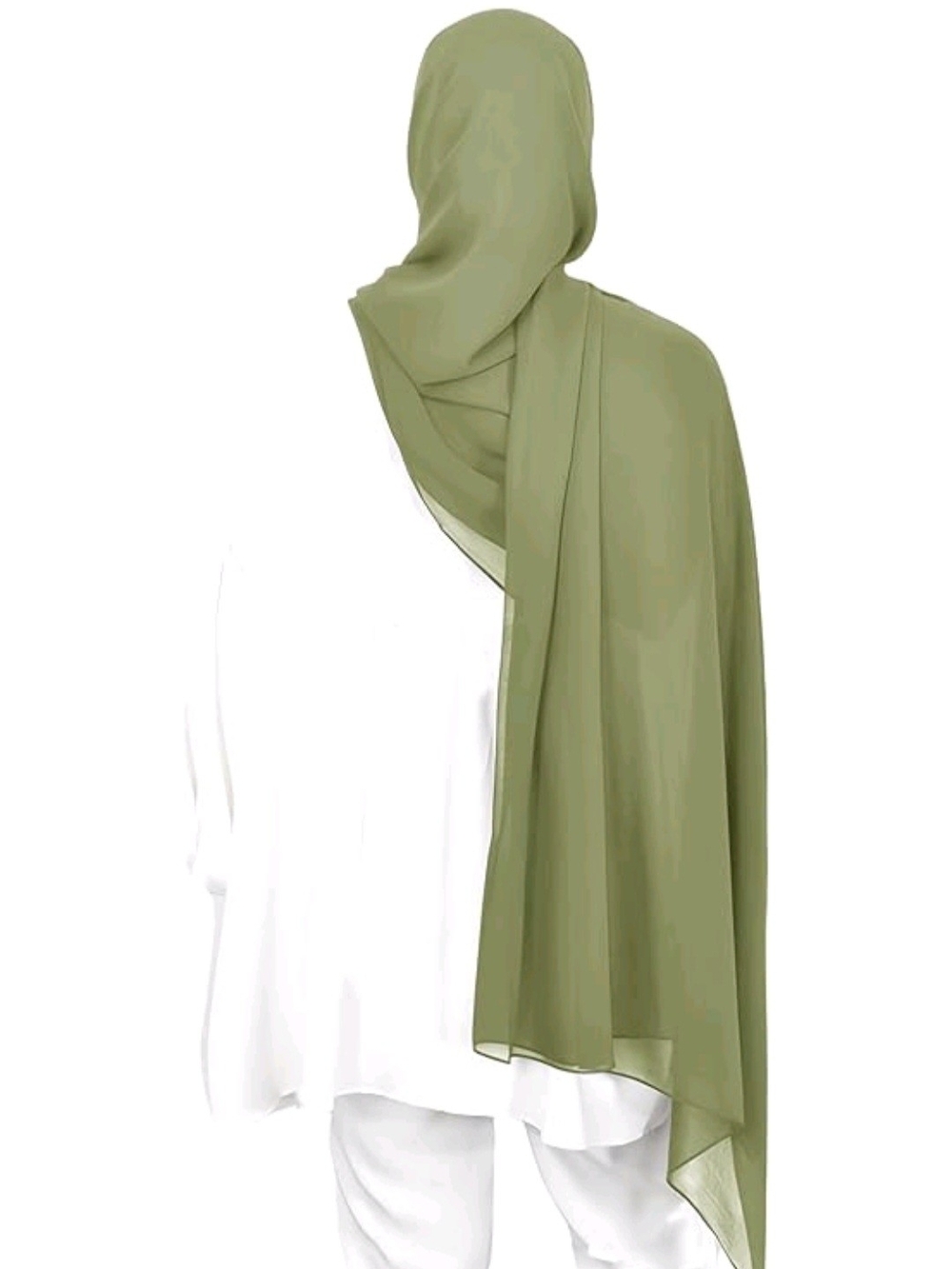 Light Olive Green Chiffon Hijab Scarf - Women Accessories